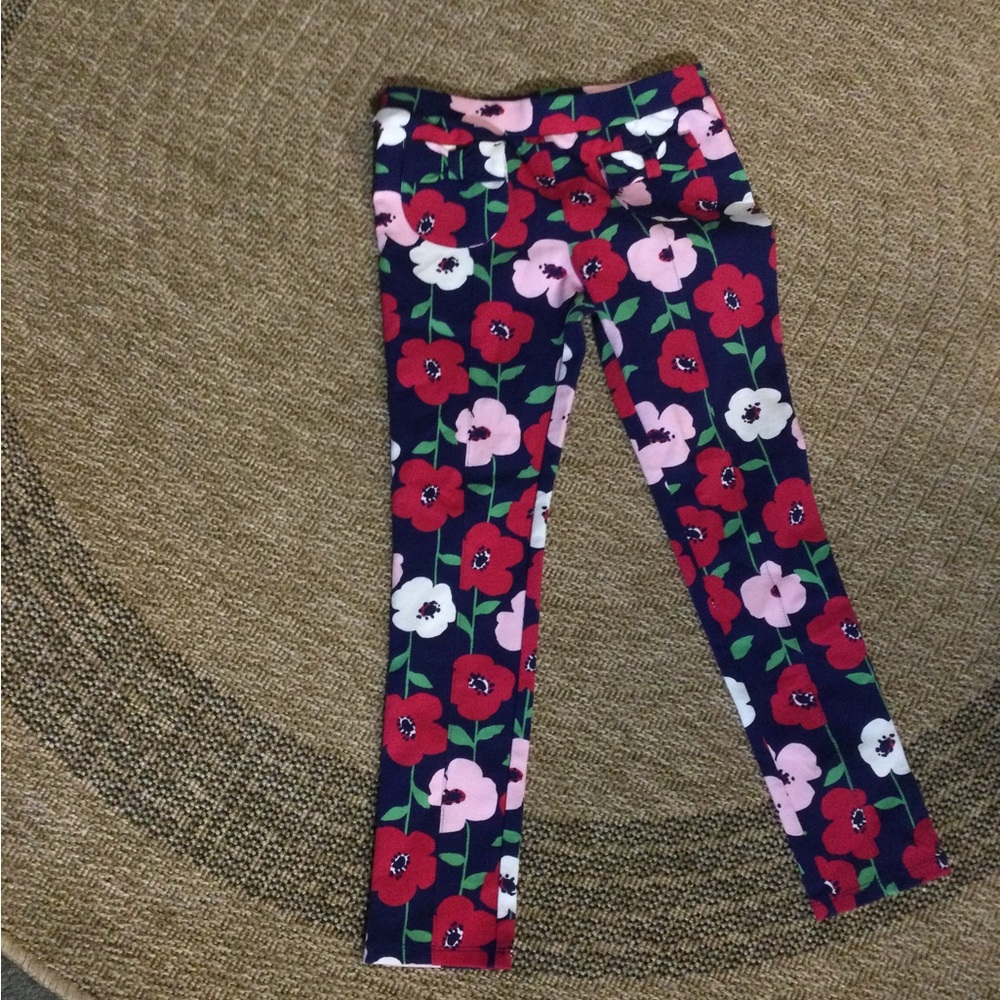 Gymboree Navy Floral Leggings - Red, Pink, and White